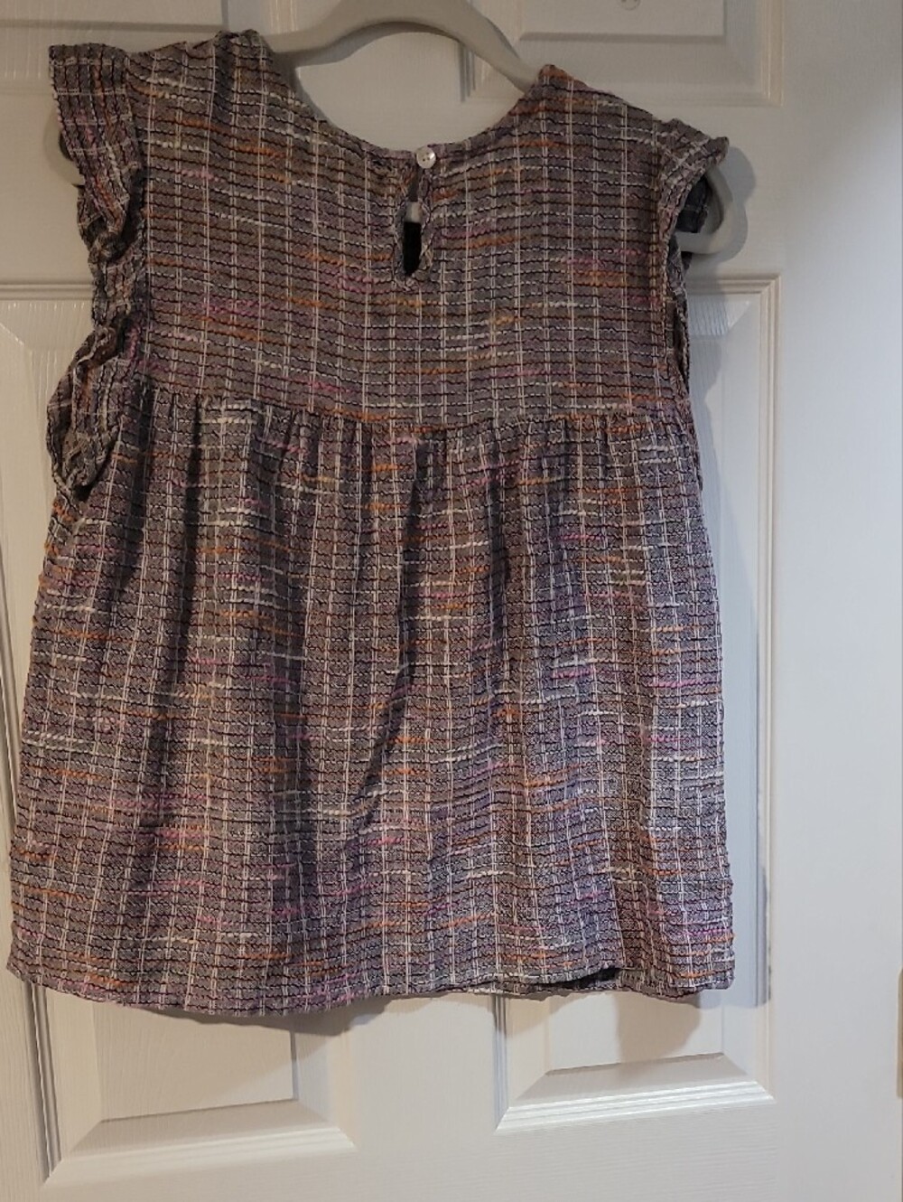 THML Multi-Color Textured Plaid Ruffle-Sleeve Top - Picture 6 of 6